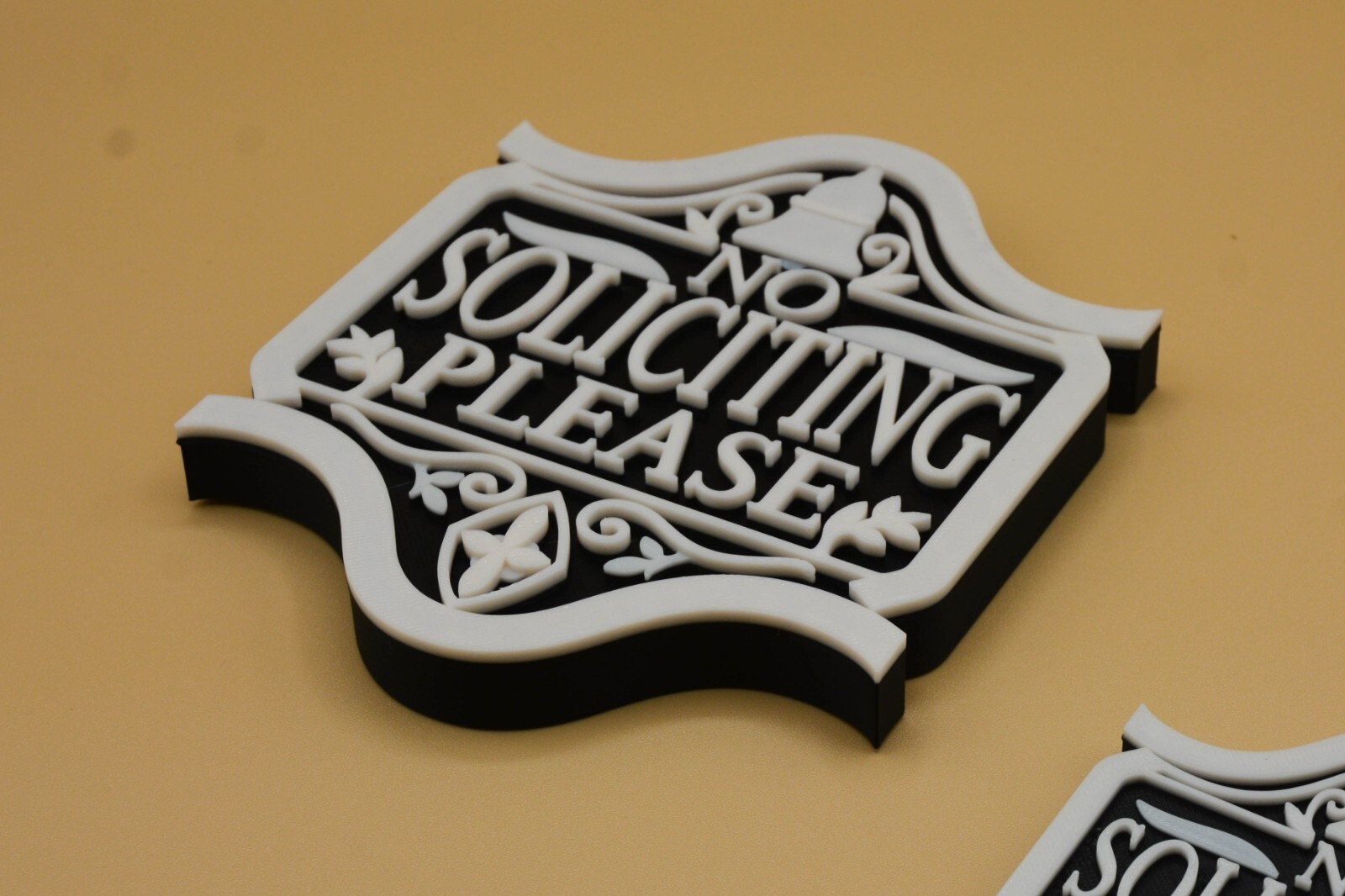 Fancy Bell No Soliciting Sign 3D Printed not painted – MEDIUM