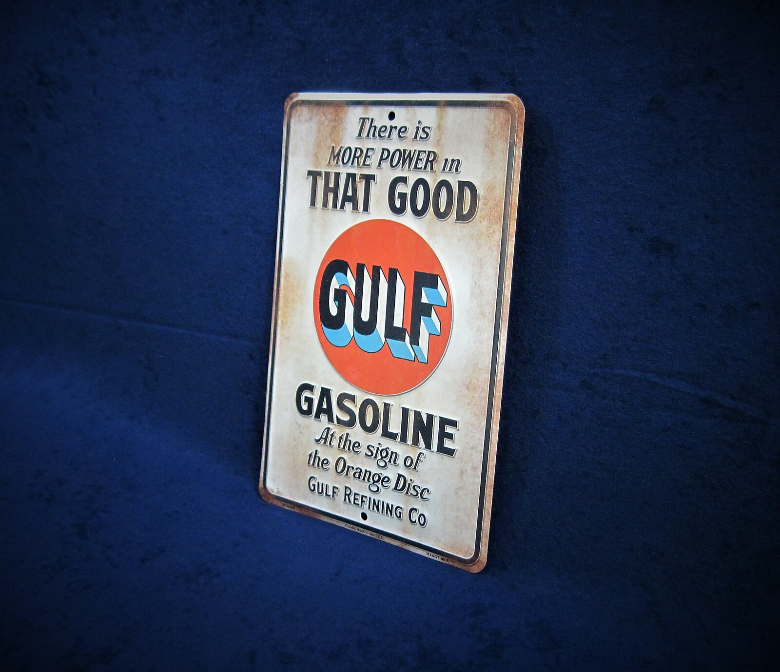GOOD GULF GASOLINE – *US MADE* Embossed Metal Sign – Man Cave Garage Bar Decor