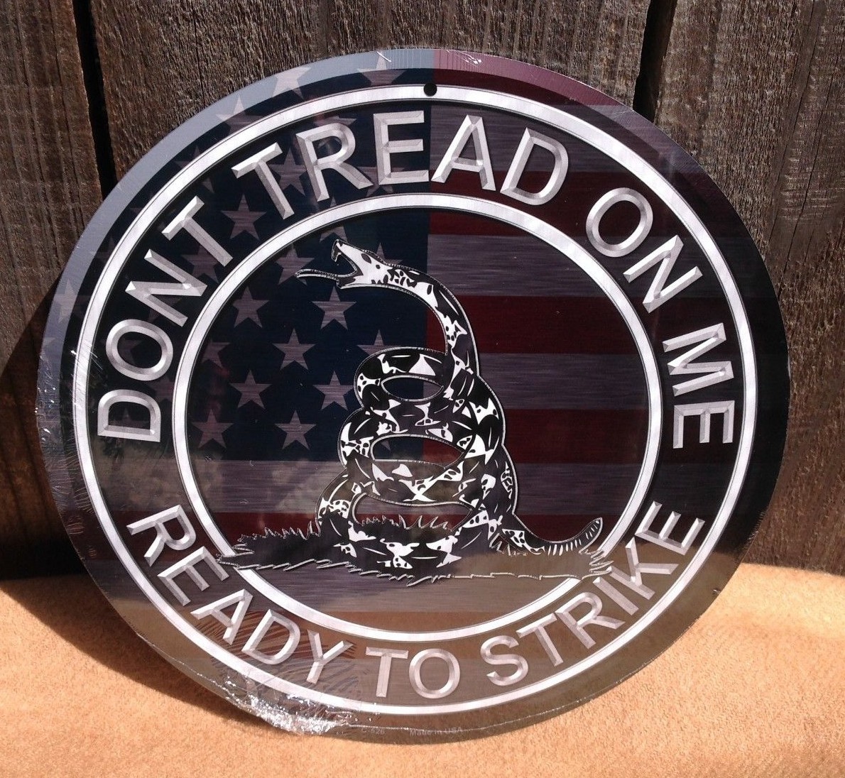 Don’t Tread on Me Ready Strike Metal Sign Vintage Gadsden American Flag Garage