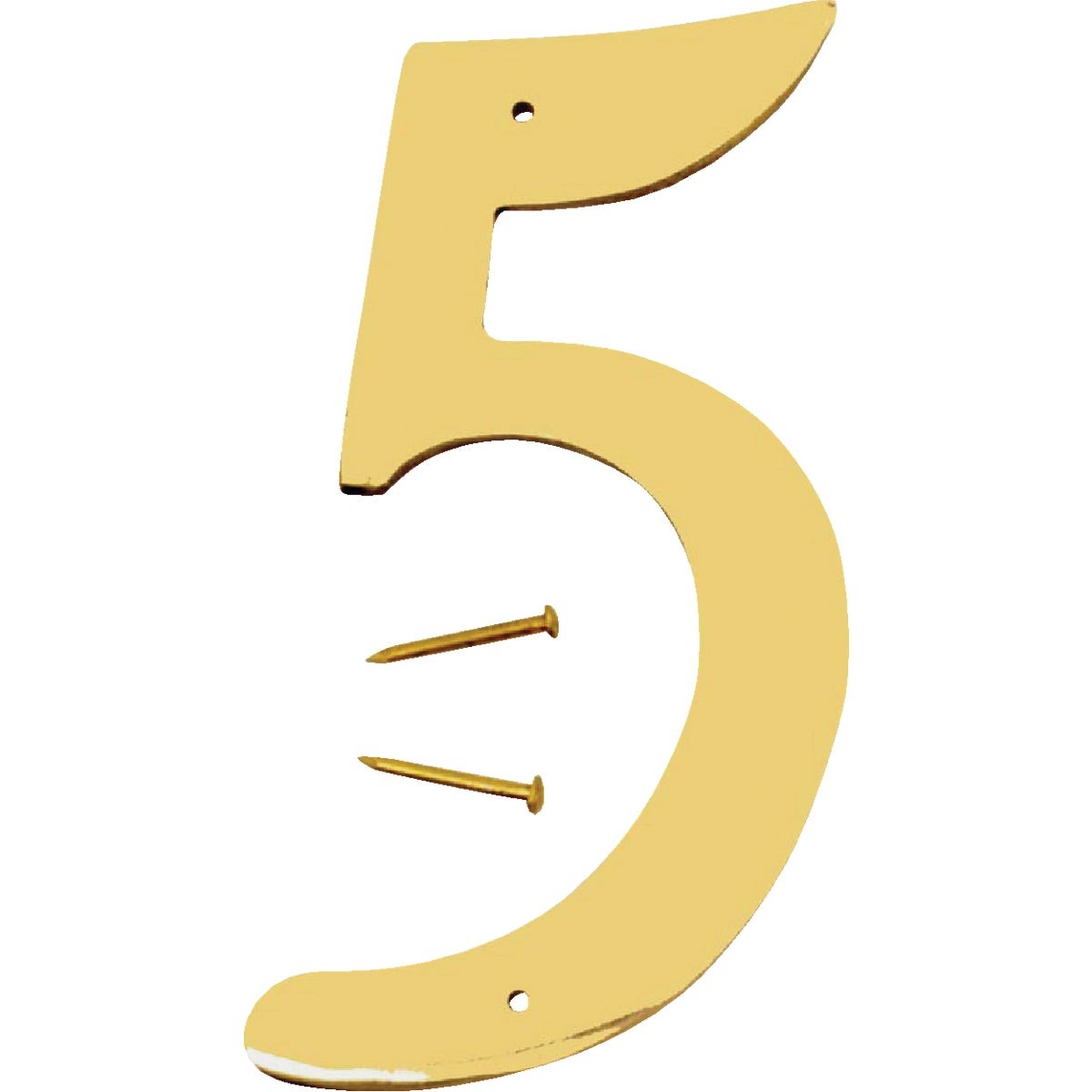 Hy-Ko 4 In. Polished Brass House Number Five BR-40/5 Hy-Ko BR-40/5 029069200954