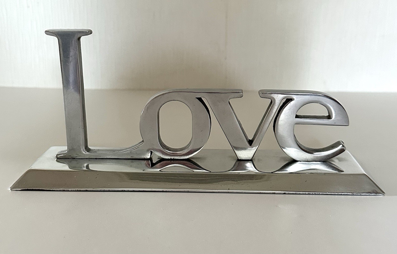 Silver Tone Metal 3D Freestanding Letters Love Peace Faith 3Piece Word Decor Set
