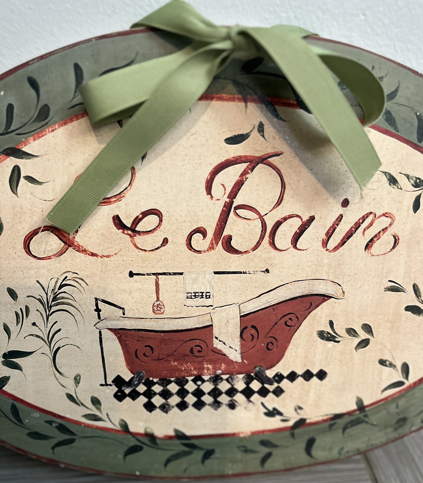 Le Bain Wood Platter Wall Art Plaque Vintage French Country Bathroom Decor 15×10