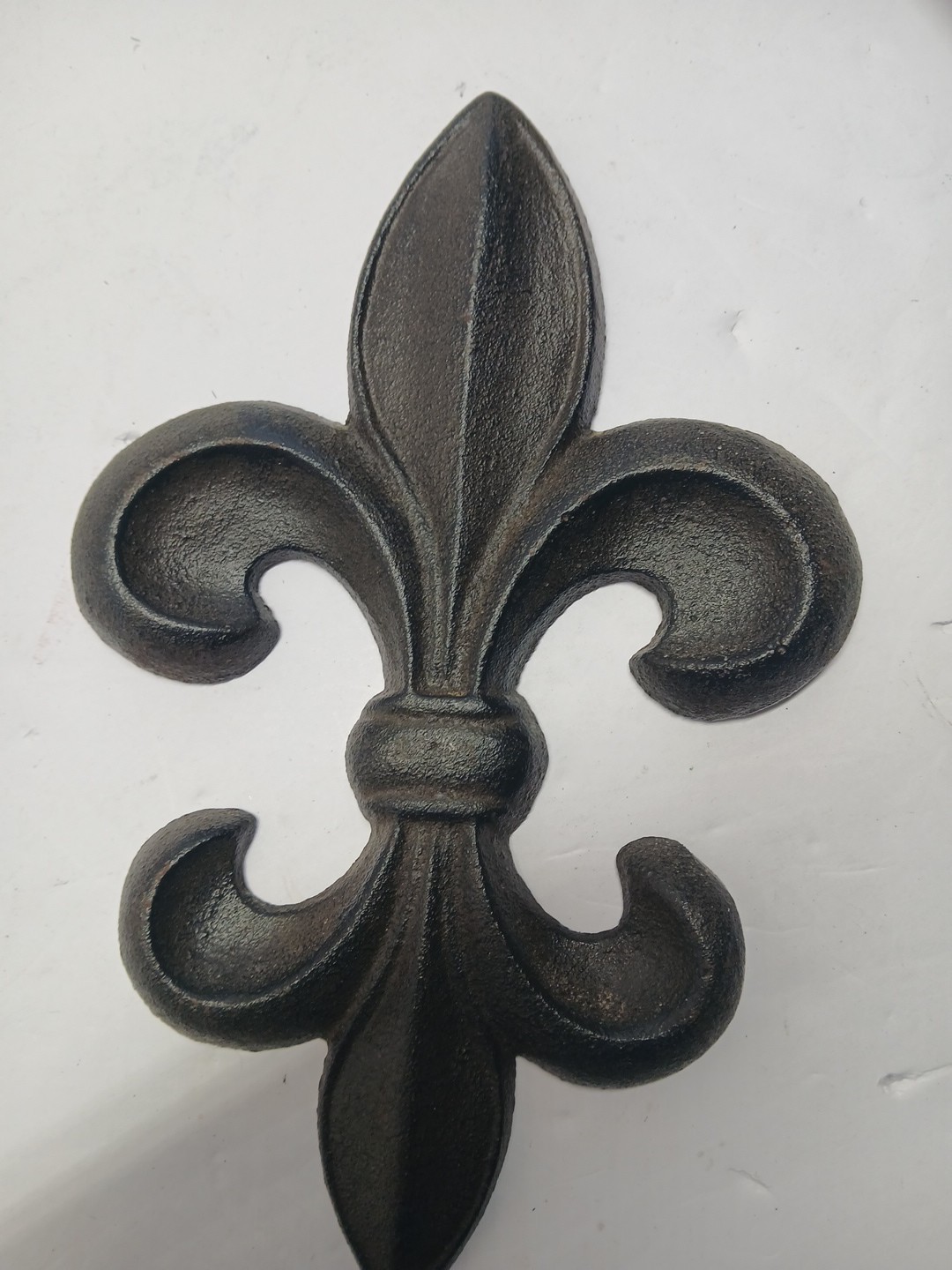 Cast Iron Fleur De Lis Wall Decor Plaque Rustic Victorian Antique Style 9.5in