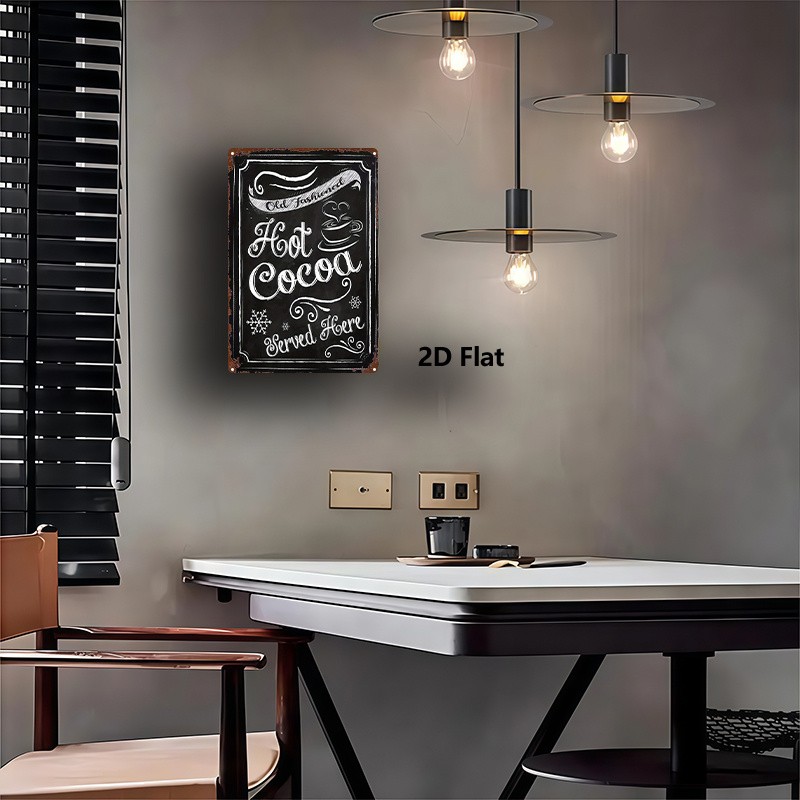Vintage Black Chalkboard Metal Sign hot cocoa cup snowflake café wall decor