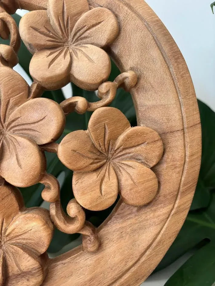 Hawaiian Hand Made Solid Wood Plumeria Flower Blossom Hanging Home Decor