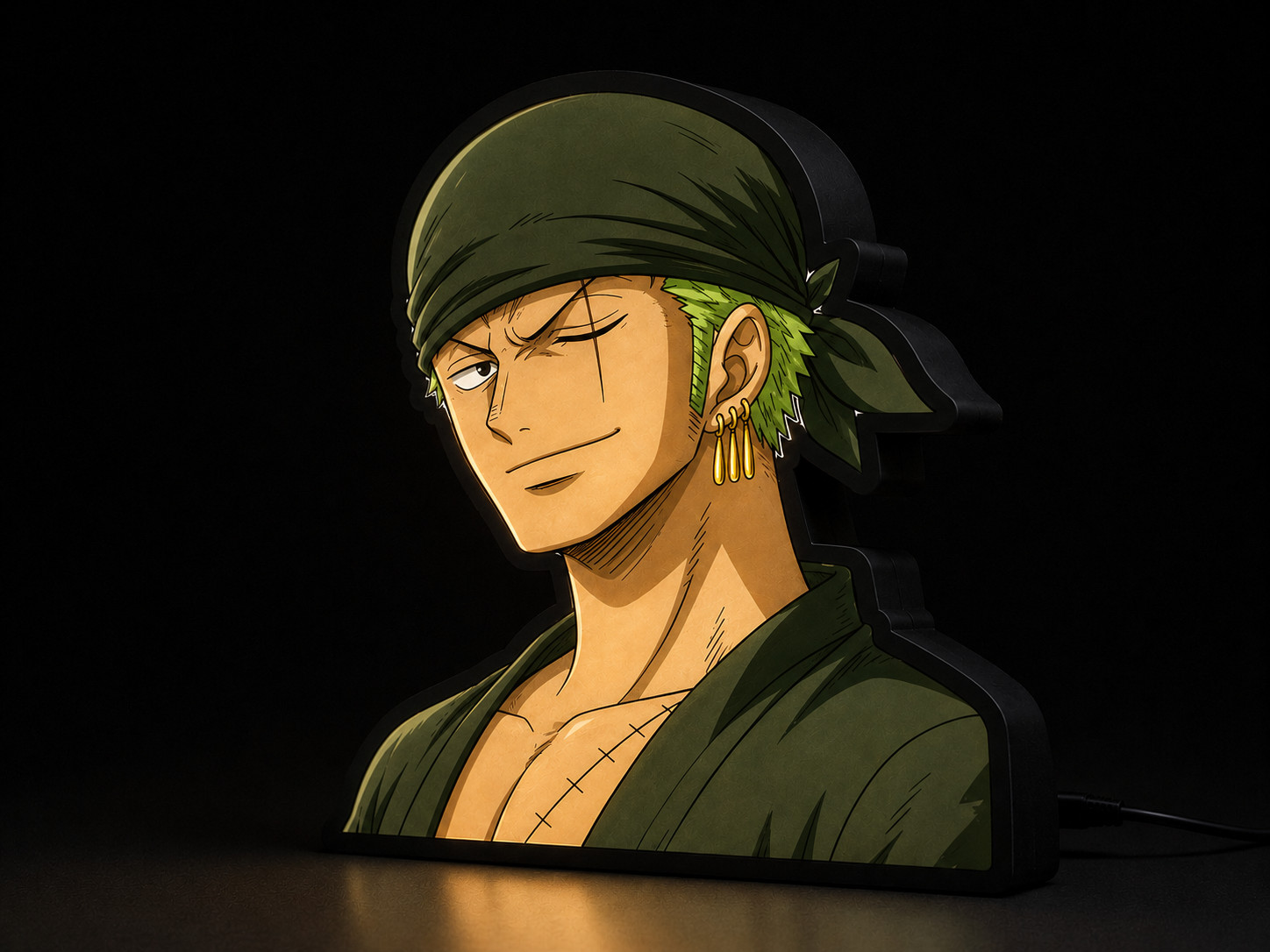 ONE PIECE zoro NIGHT LIGHT ROOM LAMP 22CM USB ANIME GIFT 3D