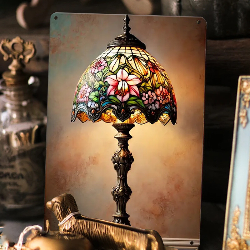 Classic Vintage Floral Table Lamp Metal Sign 2D Indoor/Outdoor Decorative Signs