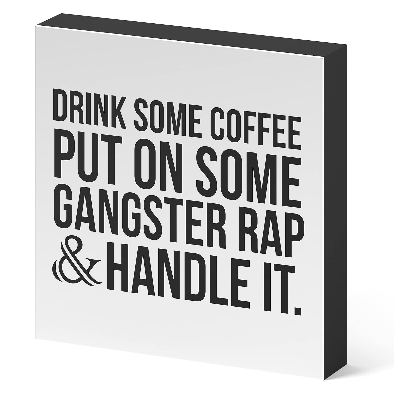 Coffee Sign, Inspirational Wood Box Sign, Funny Office Kitchen Desk Decoratio…