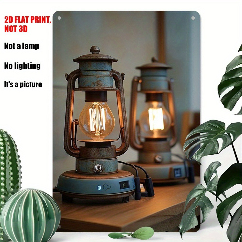 Retro Table Lamp Metal Plaque 8×12 Blue Copper Tin Signs Wall Decor Home Bedroom