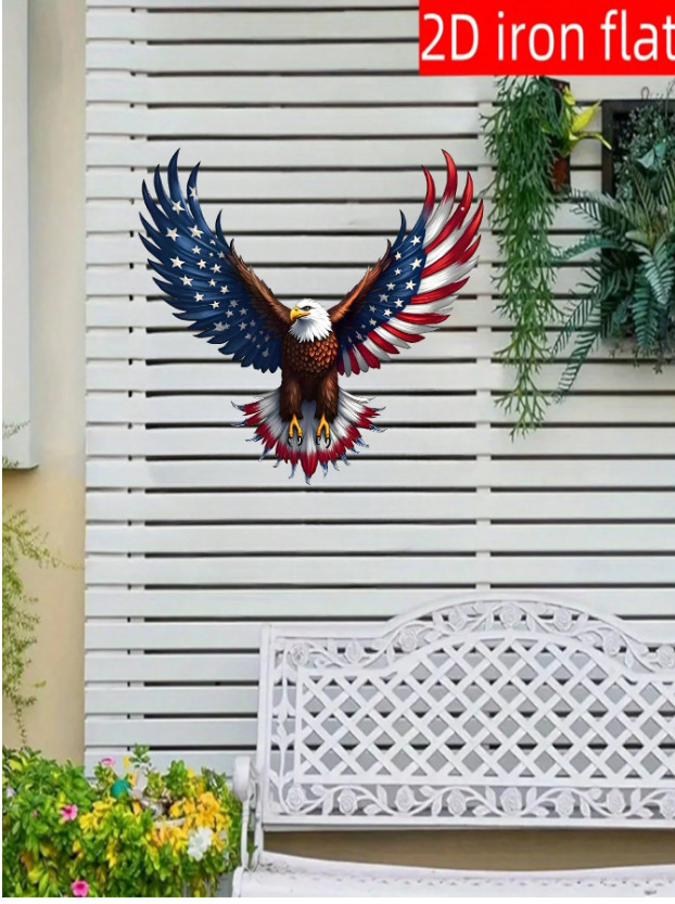 Soaring Eagle Metal Wall Art Patriotic American Flag Outdoor Decor