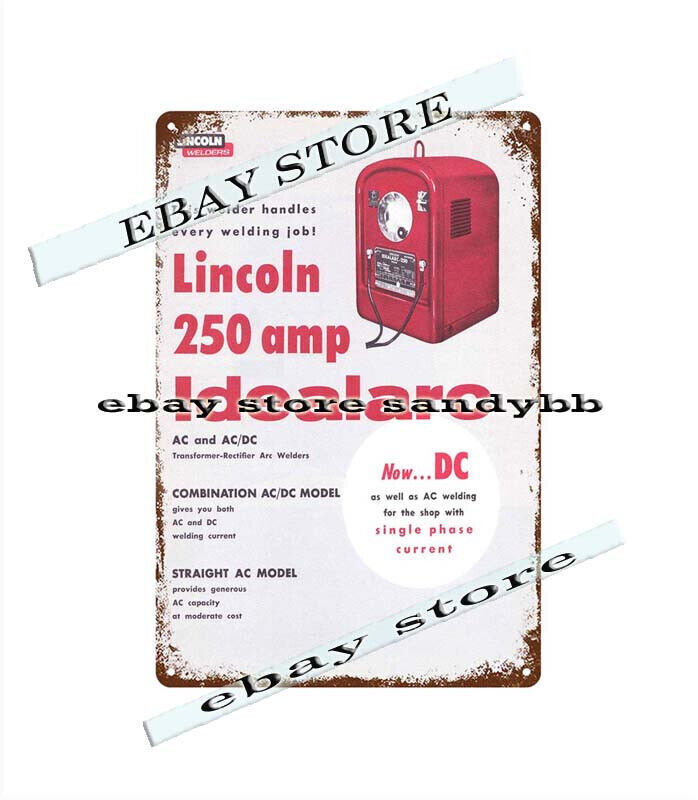 repro collectible 1963 Lincoln 250 Amp Idealarc hardware garage metal tin sign