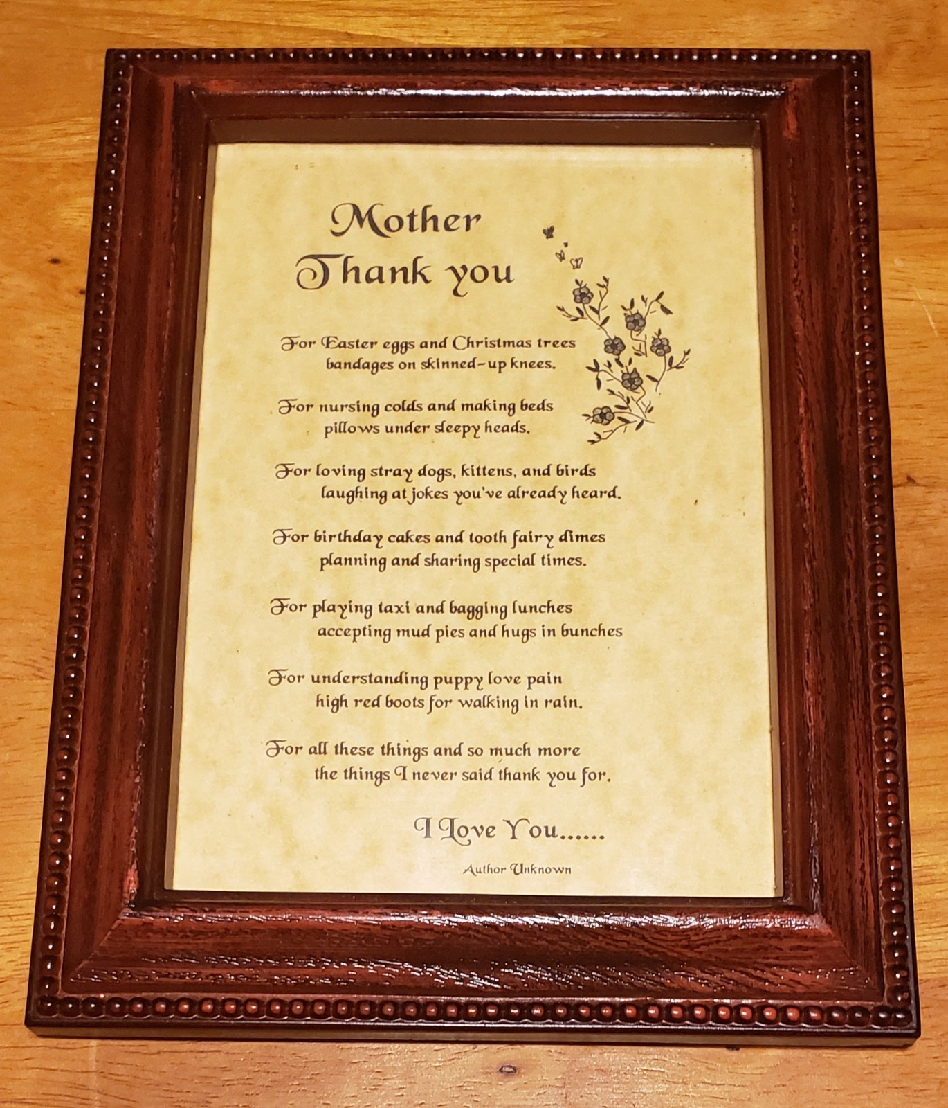 “Mother Thank You” 5×8 Frame Print