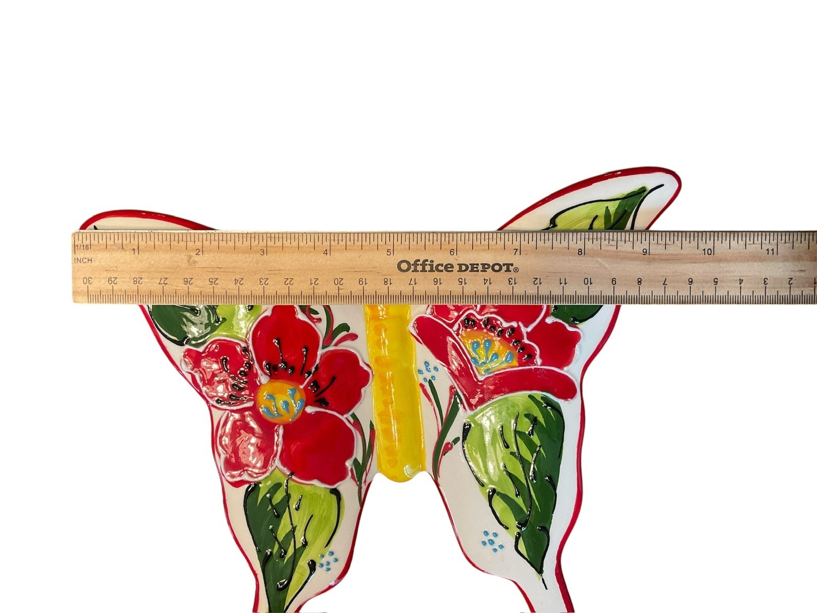 Ceramic Made in Spain Pottery Wall Hanging Butterfly Hand Painted 9.5″ x 8″