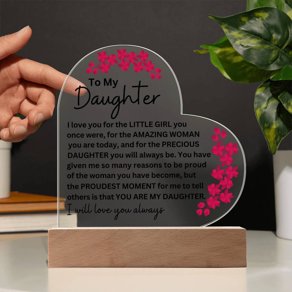 Daughter LED Lighted Acrylic Heart Plaque