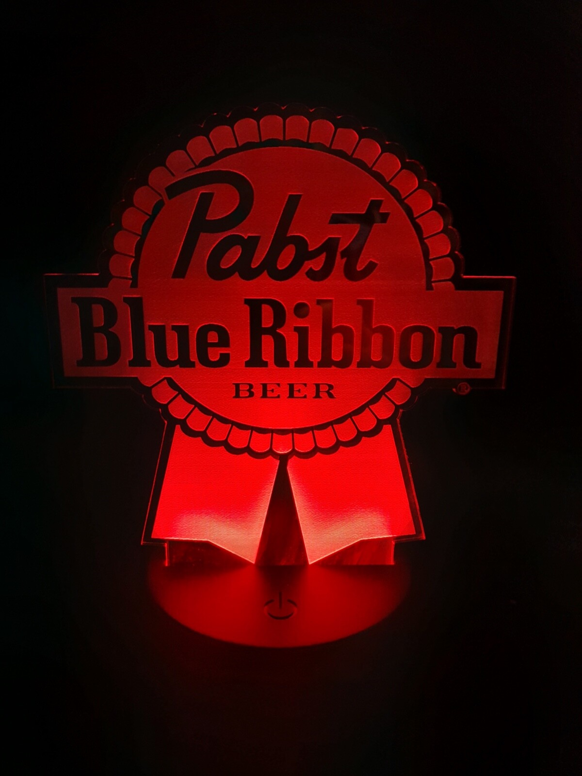 Edge Lit Tabletop Sign, Multi-Colored LED, LaserEtch, Pabst Blue Ribbon Beer