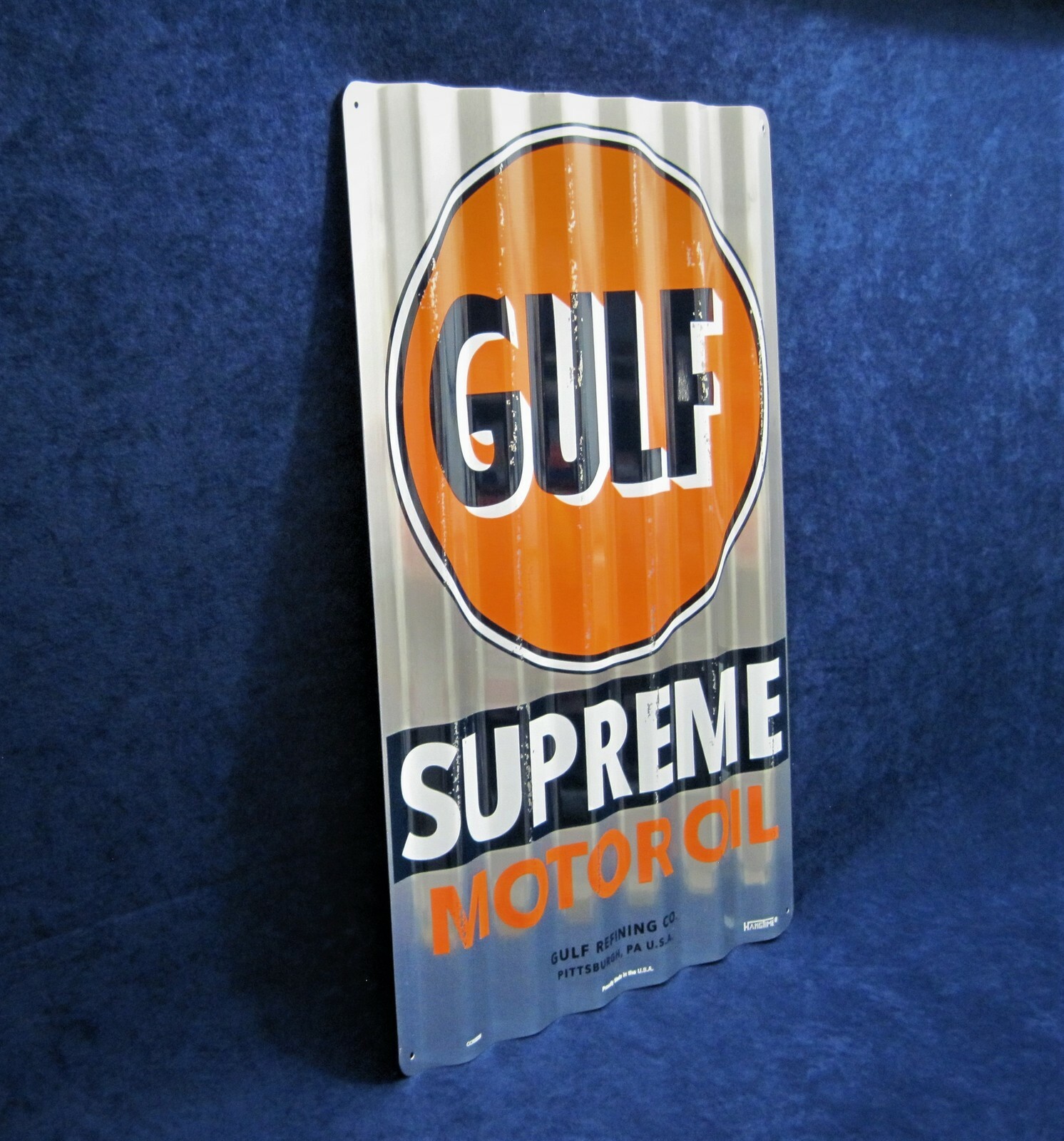 GULF OIL – *US MADE* Corrugated Metal Sign – Man Cave Garage Shop Bar Pub Decor