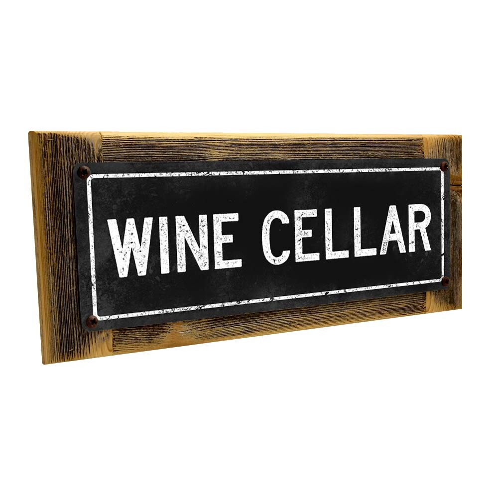 Black Wine Cellar Metal Sign; Wall Decor for Studio and Office