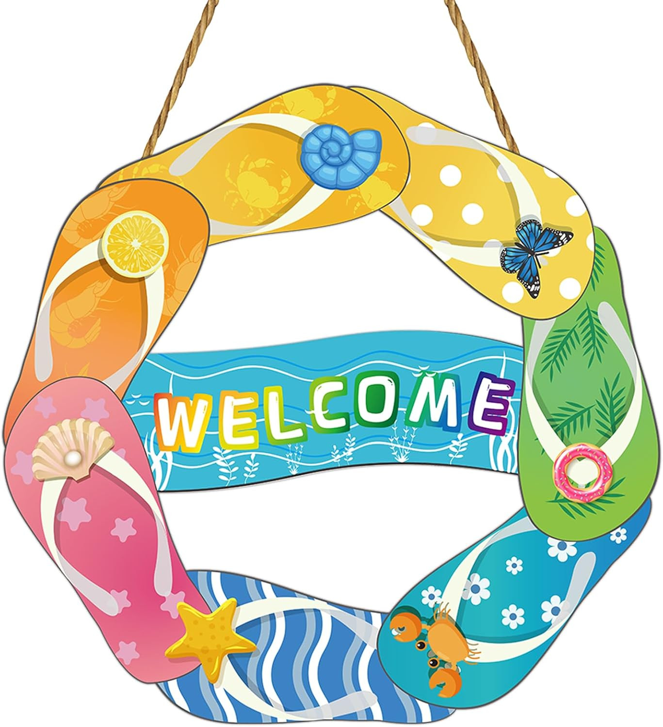 Summer Decor Summer Door Decor Flip Flop Hanging Plaque Welcome Sign Pool Decora