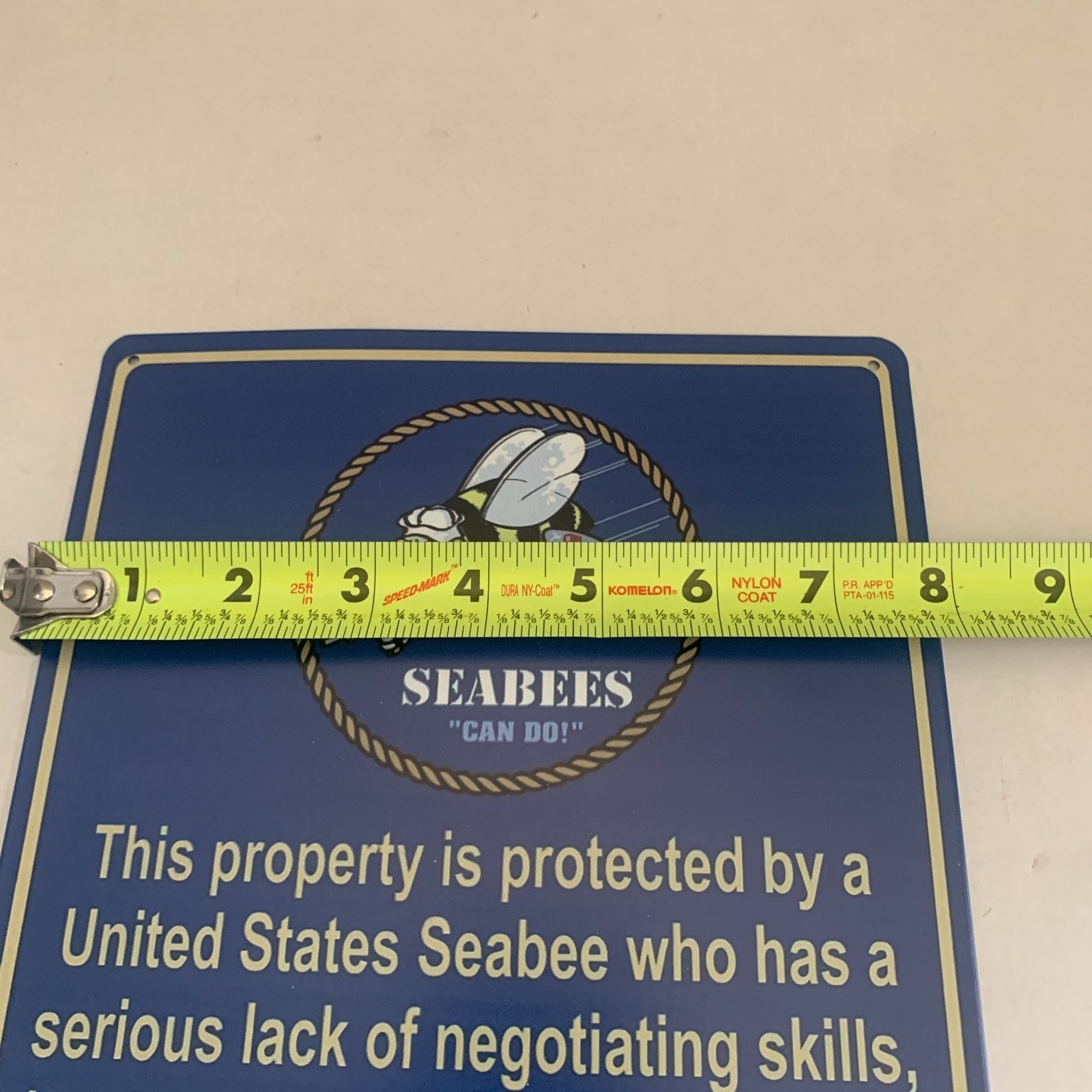 Navy This Property Protected By United States Seabees 12″ x 8″ Metal Sign Decor