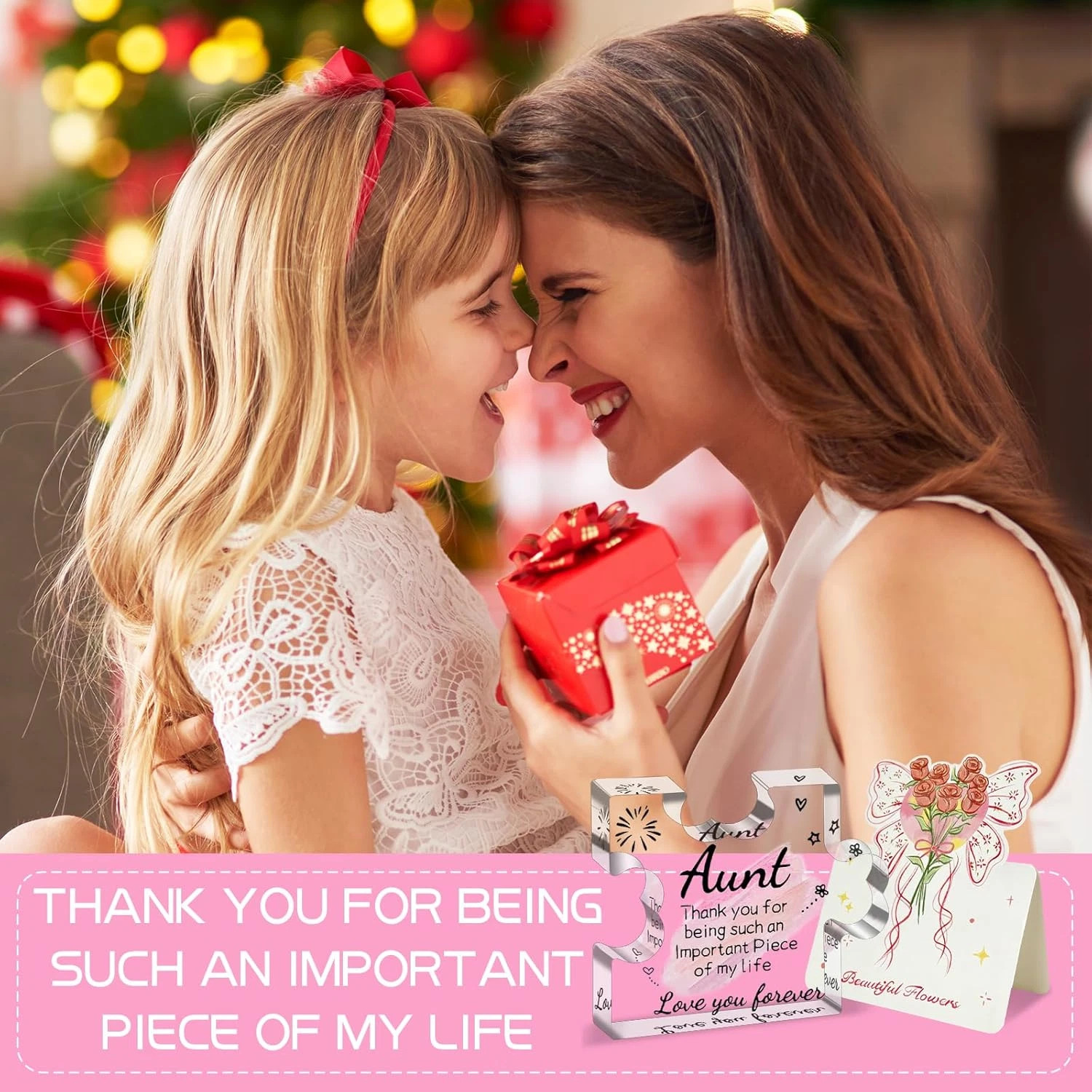 Aunt Gifts from Niece – Engraved Aunt Birthday Acrylic Puzzle Plaque- Shaped Pla