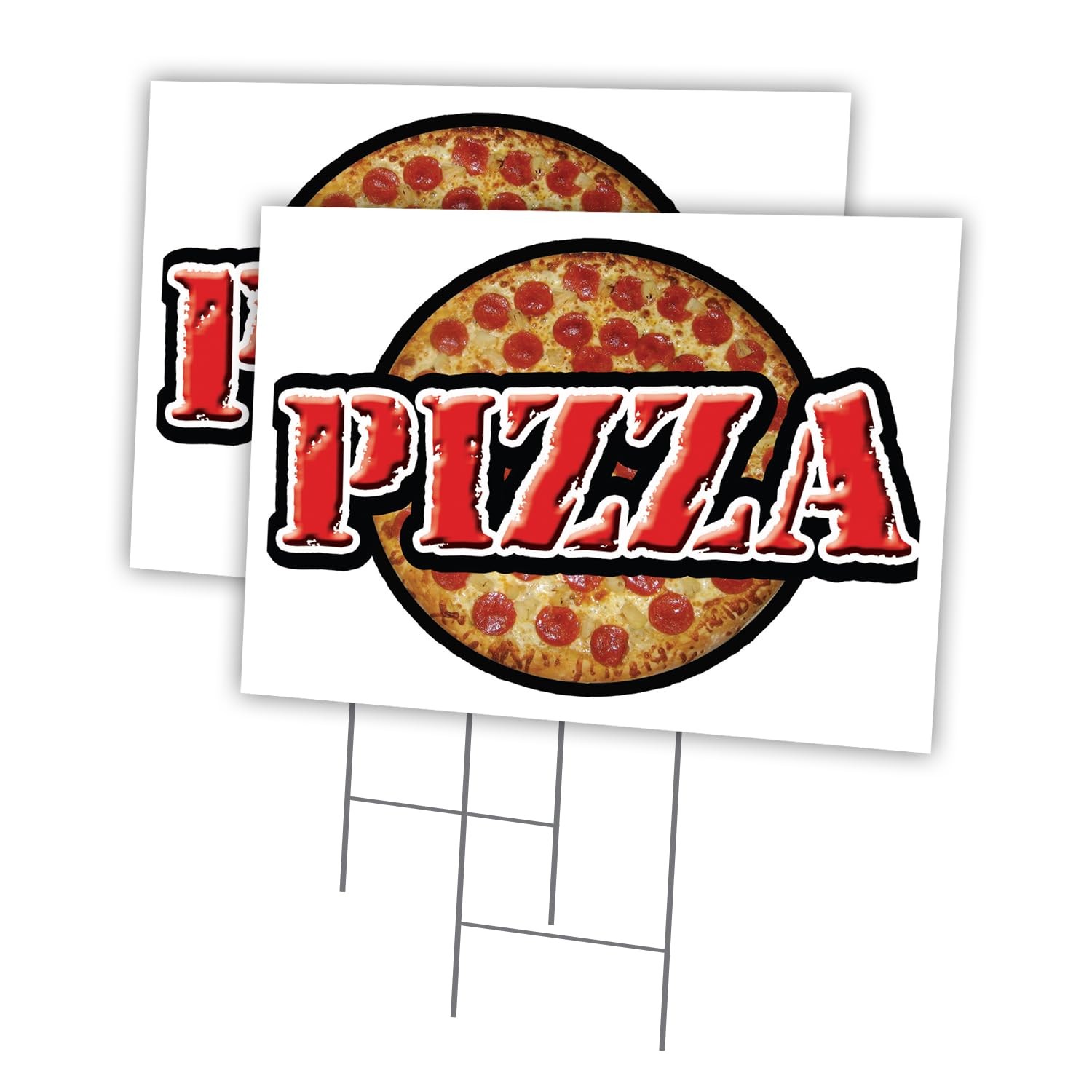 PIZZA 2 Pack Of 12″ x 16″ Yard Sign & Stake | Advertise Your Business | Stake…