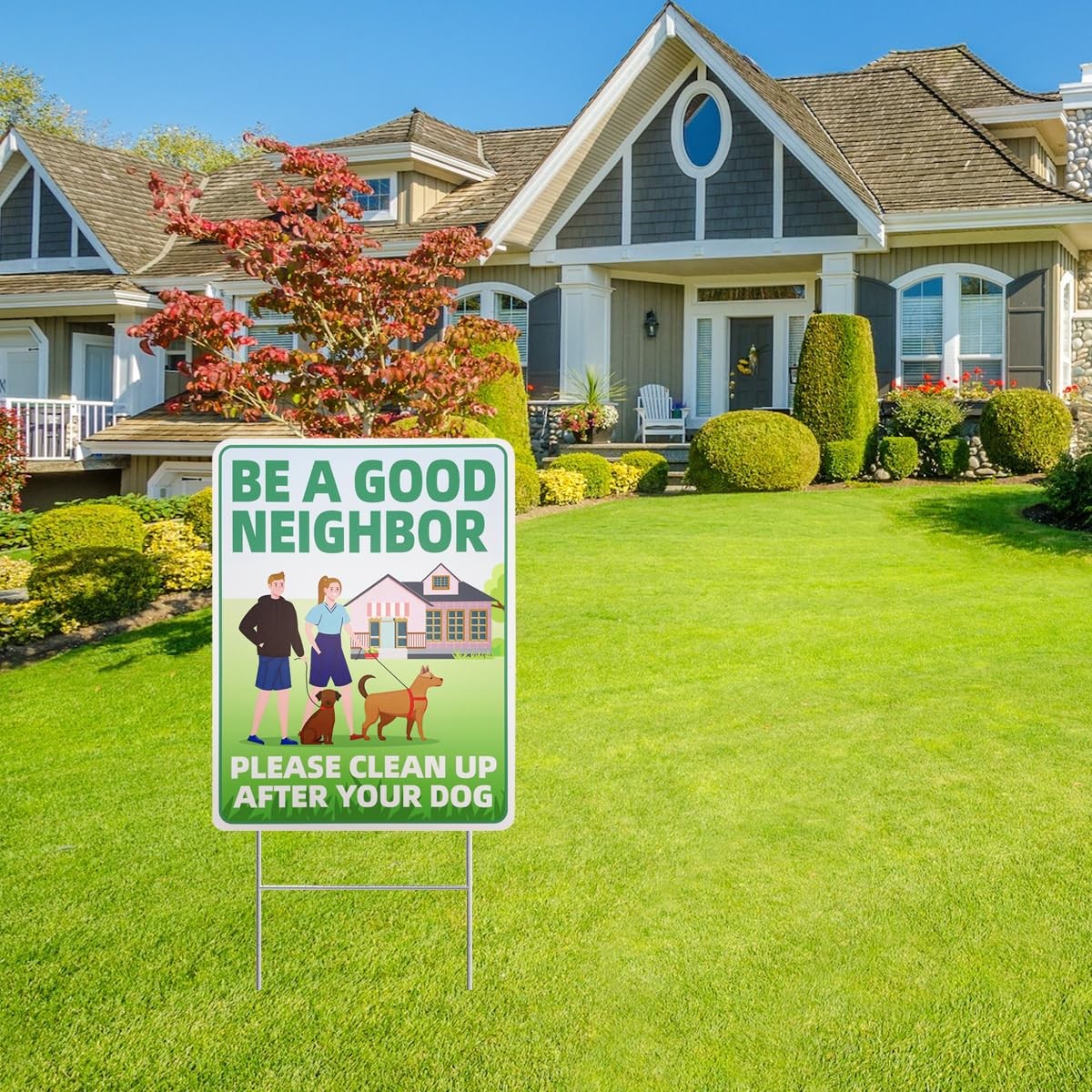 Clean Up After Your Dog Sign 12×9 No Pooping Yard Sign Be A Good Neighbor 2 Pack