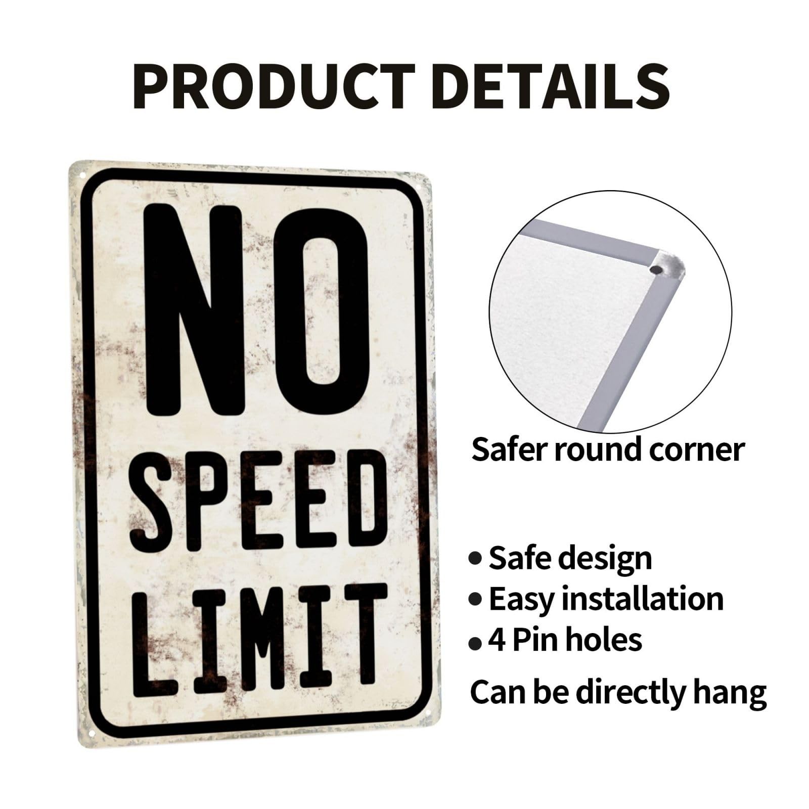 Car Room Wall Decor Vintage Metal Sign No 12 x 8 inches, Black And White