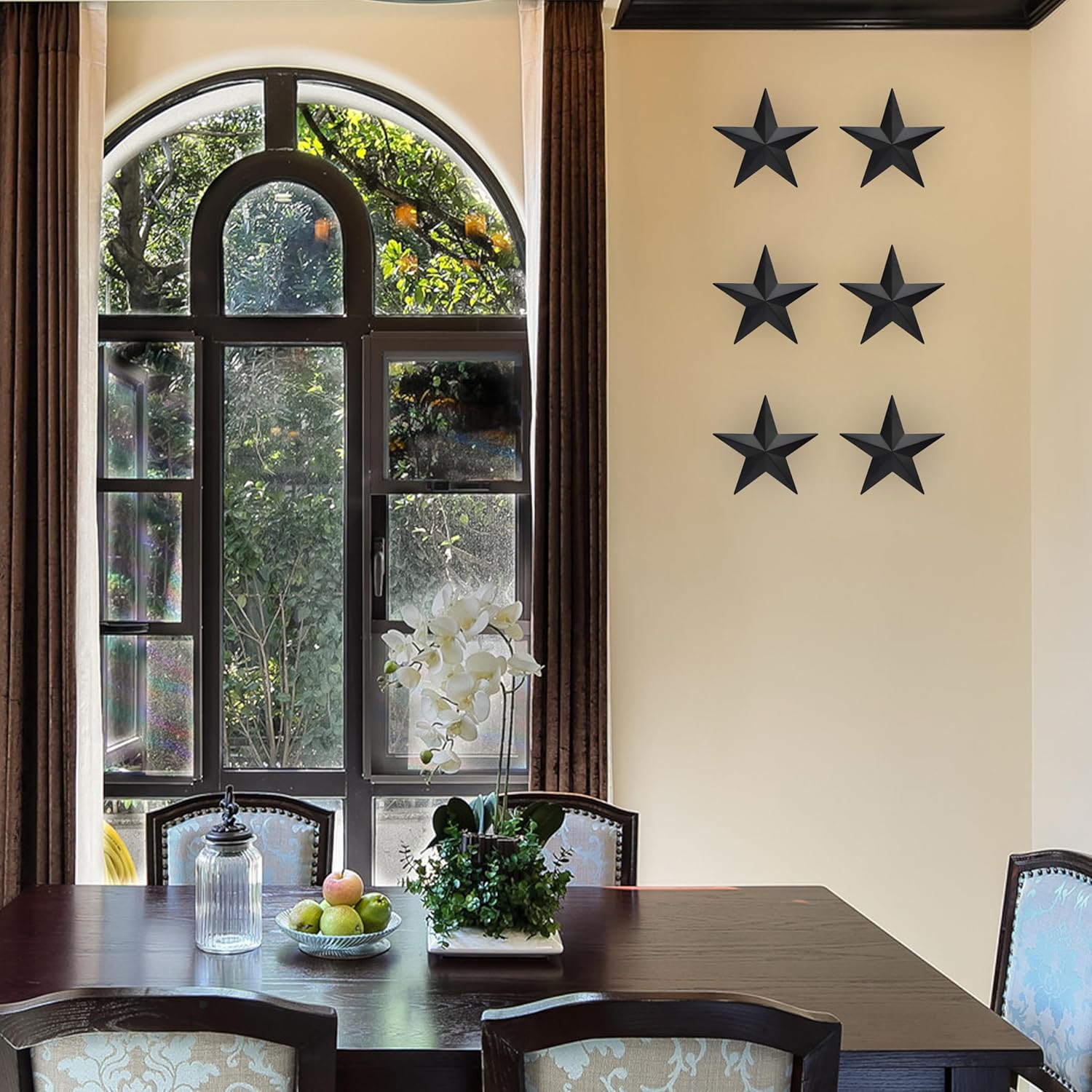 6″ 6Pieces per Set Black Metal Barn Star Wall Decor,Texas Stars Art,Metal Stars