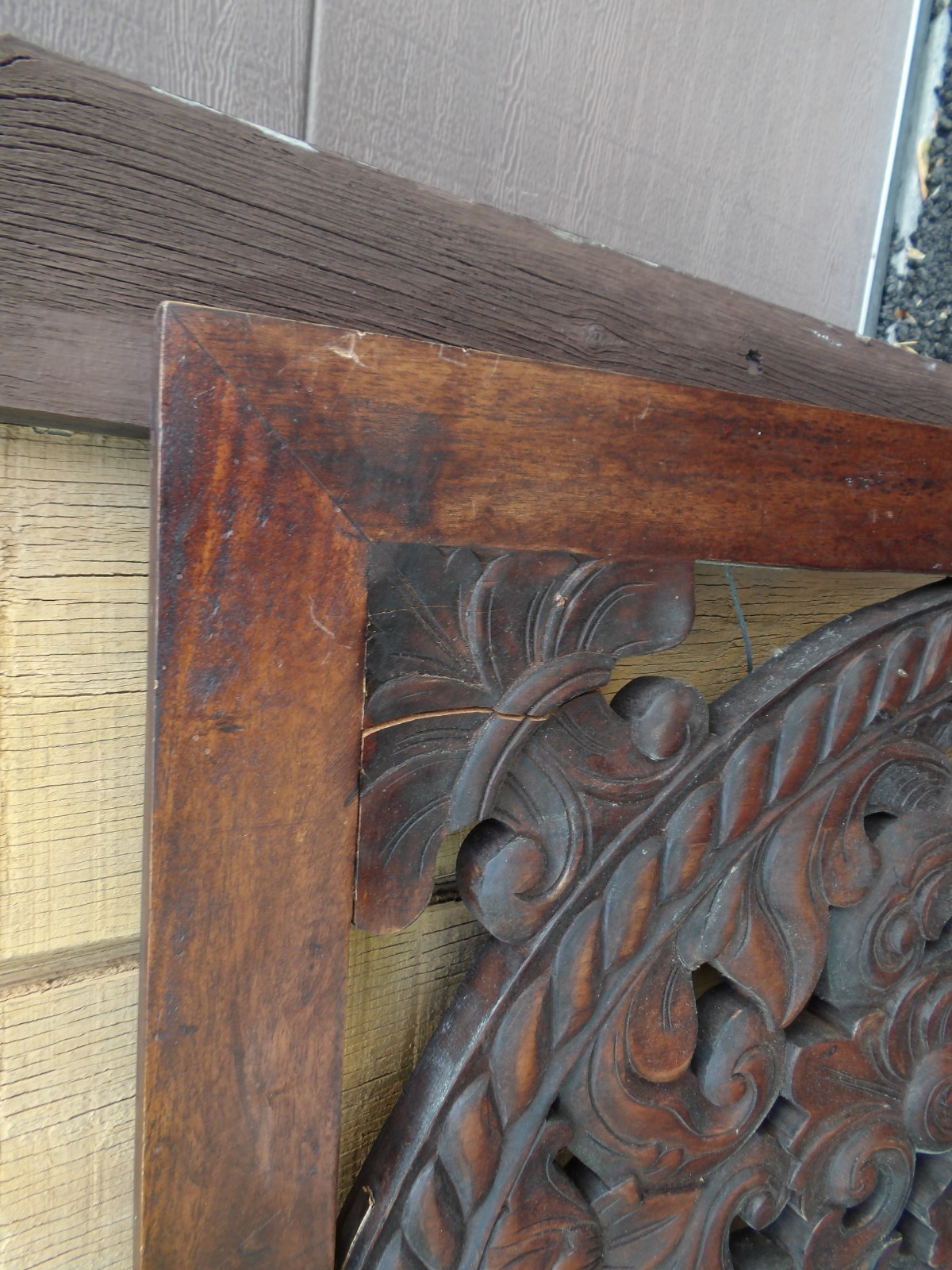 Vintage Handcarved Wood Wall Panel 30″x30″ Fleur De Lis, Rope Design