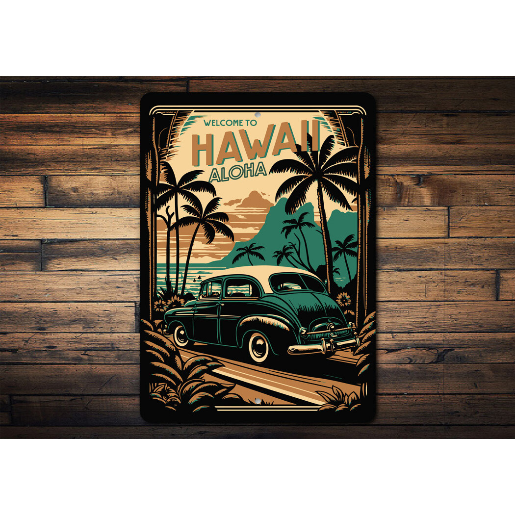Aloha Welcome To Hawaii Metal Sign