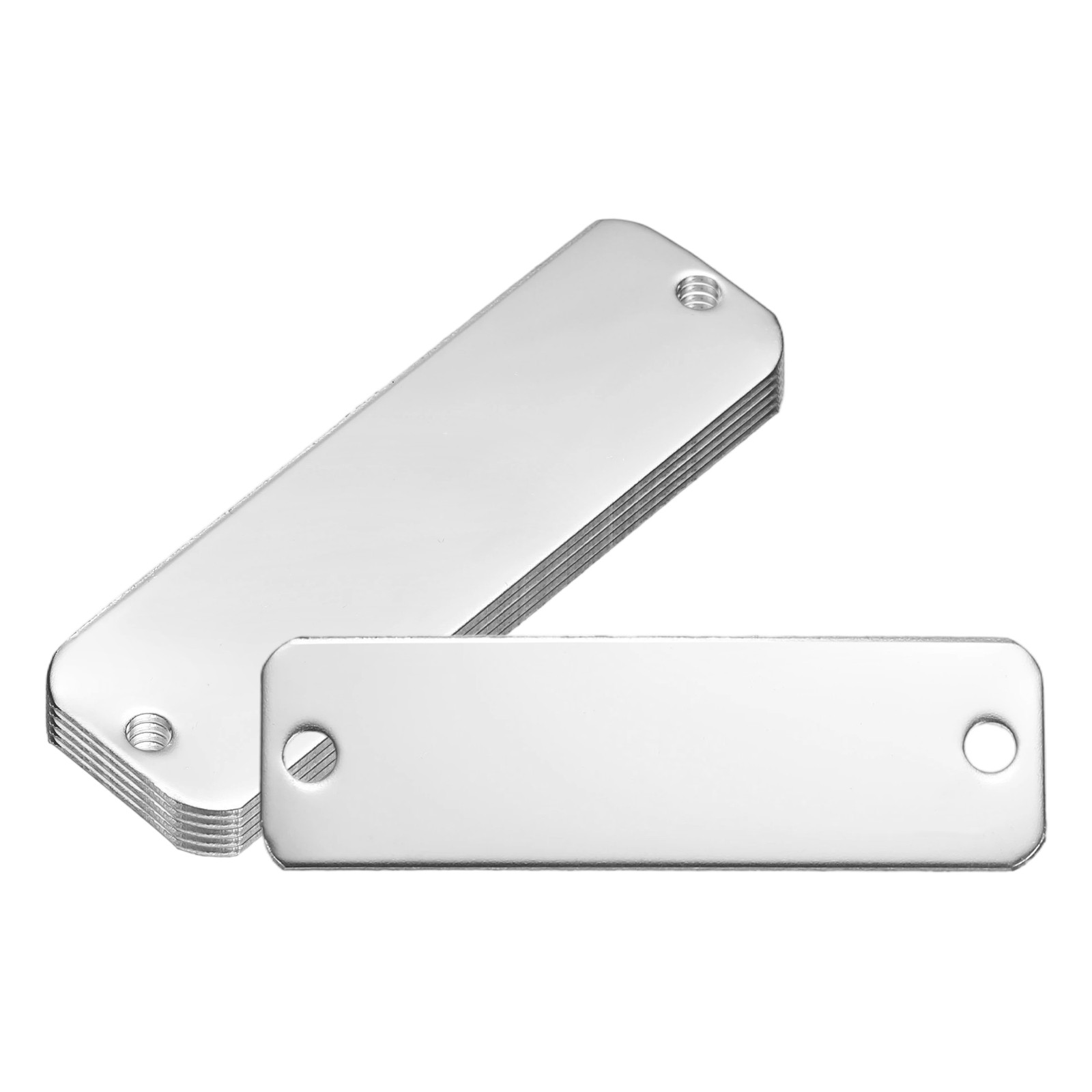 6Pcs Blank Name Plates, 2.8 x 1.4″ Mirror Engraved Plate with 4 Holes, Silver