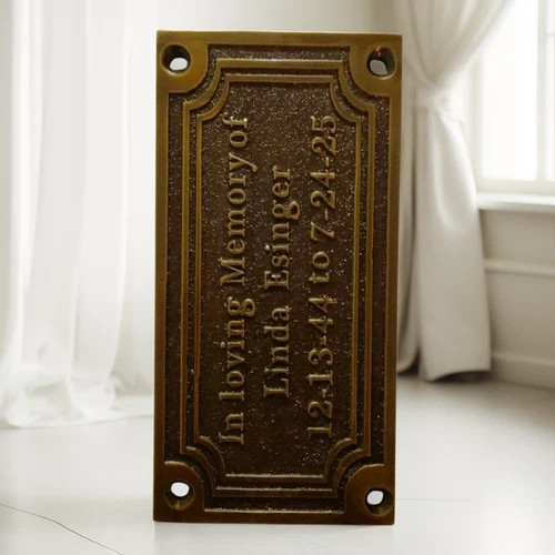 Vintage Looking Memorial Nameplate, Bench Name Plate, Brass Plaque Designer Gift