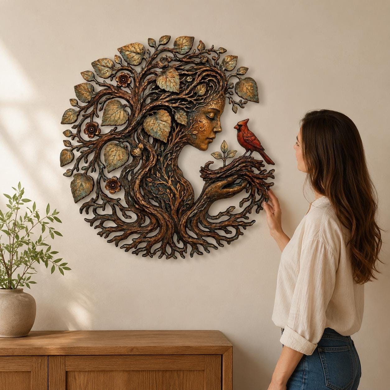 Metal Wall Decor, Mother Earth Metal Wall Art , Tree of Life Goddess Decor
