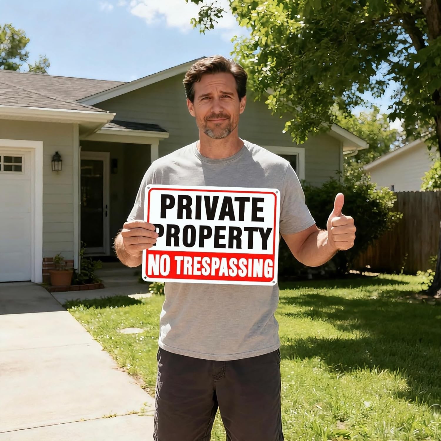 4 Pack Large No Trespassing Signs Private Property, 10×7 Inch Rust Free Aluminum