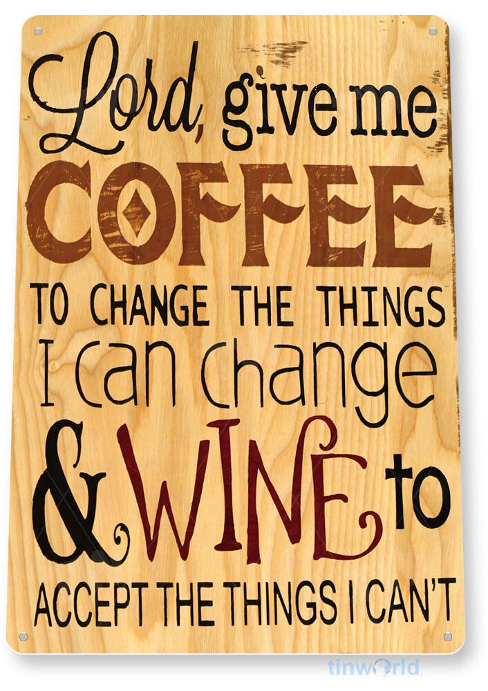 TIN SIGN Coffee & Wine Rustic Sign Store Cottage Shop Kitchen Bar Café A041
