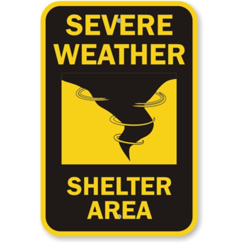 Severe Weather Shelter Area Aluminum Weatherproof Sign c01781