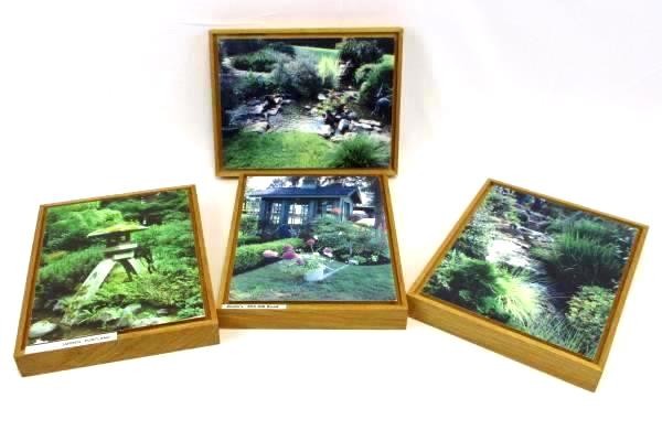 Set of 4 Wooden Framed Oregon Garden Landscape Photographs 11.25×9 Inches