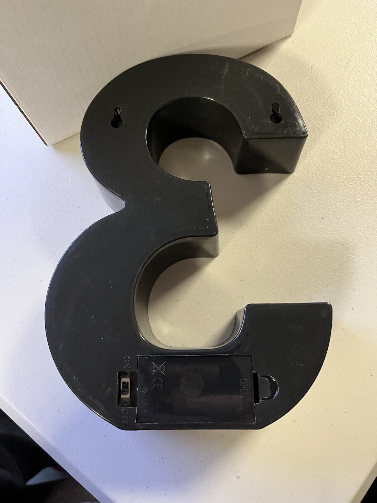 Decorative LED Soft White Light Up Number 3 Black Plastic Marquee Number #3