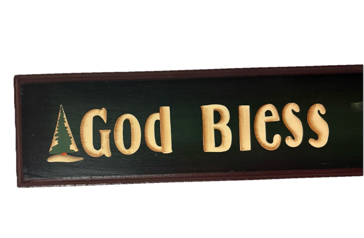 “God Bless Our Home” Horizontal Wooden Winter Christmas Sign 28” L x 5” H