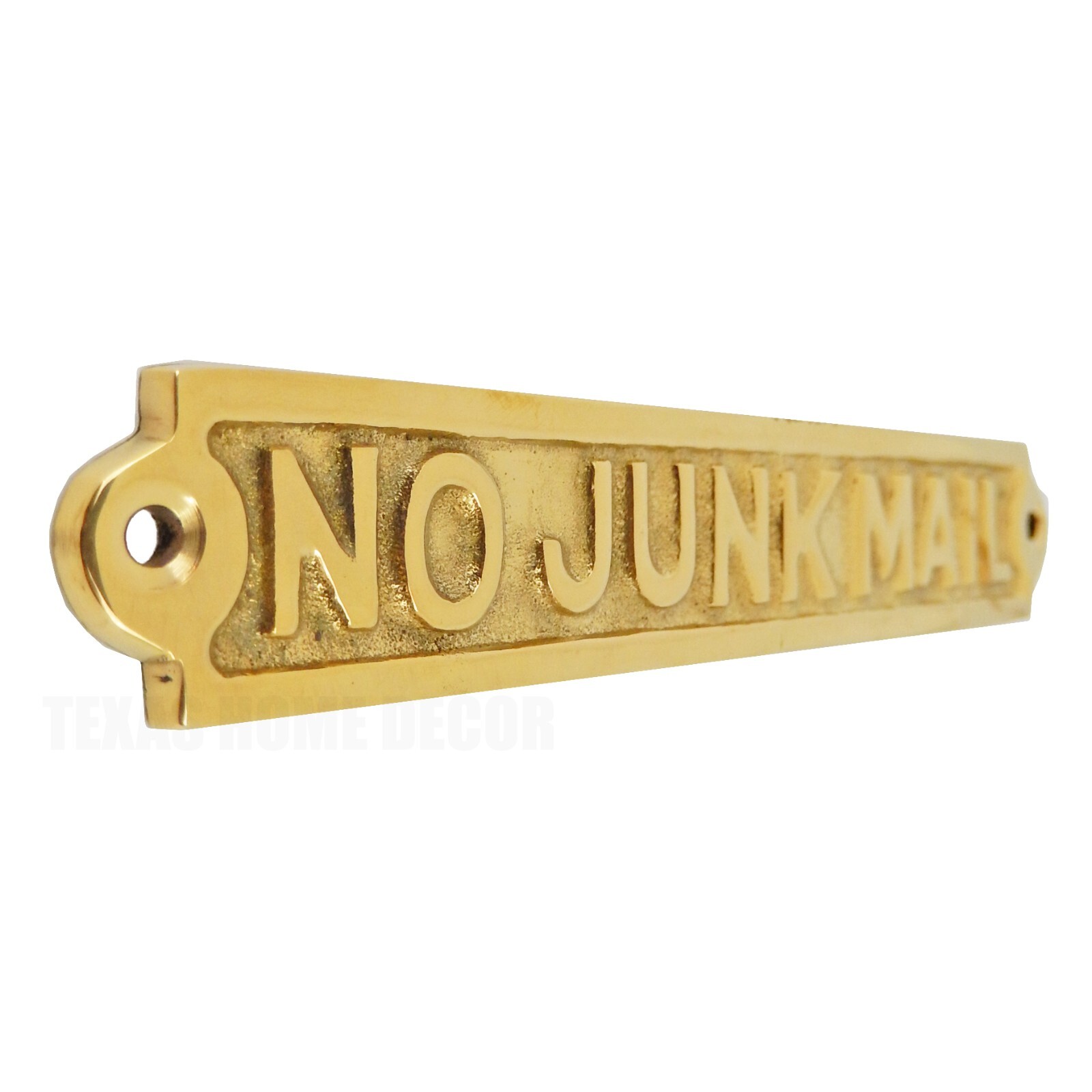 No Junk Mail Sign Polished Solid Brass Office Wall Decor Mail Box Accent 5 5/8″
