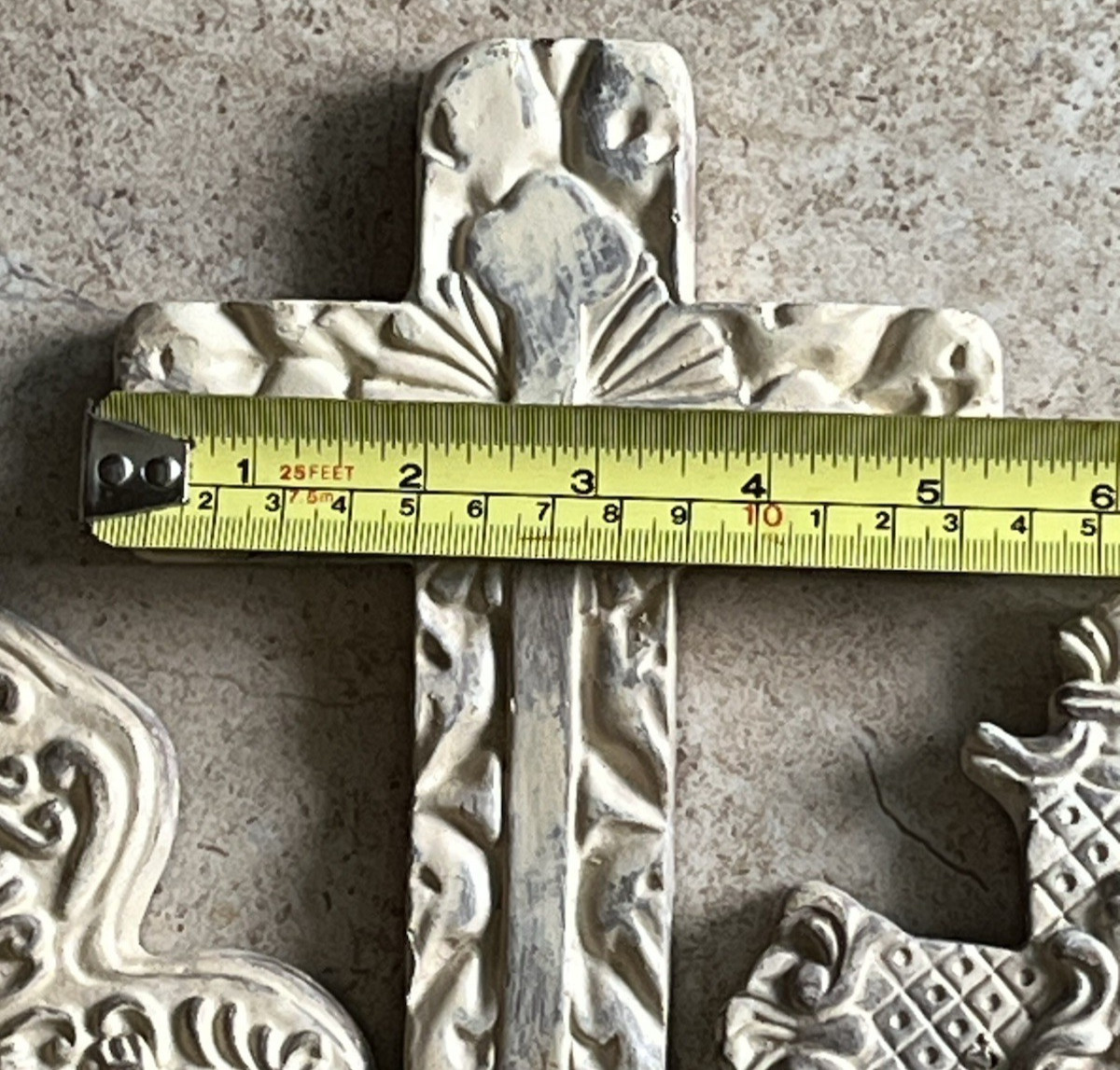Wall CROSS Set Lot of 3 Shabby Cottage Farmhouse Distressed Carved-look Resin