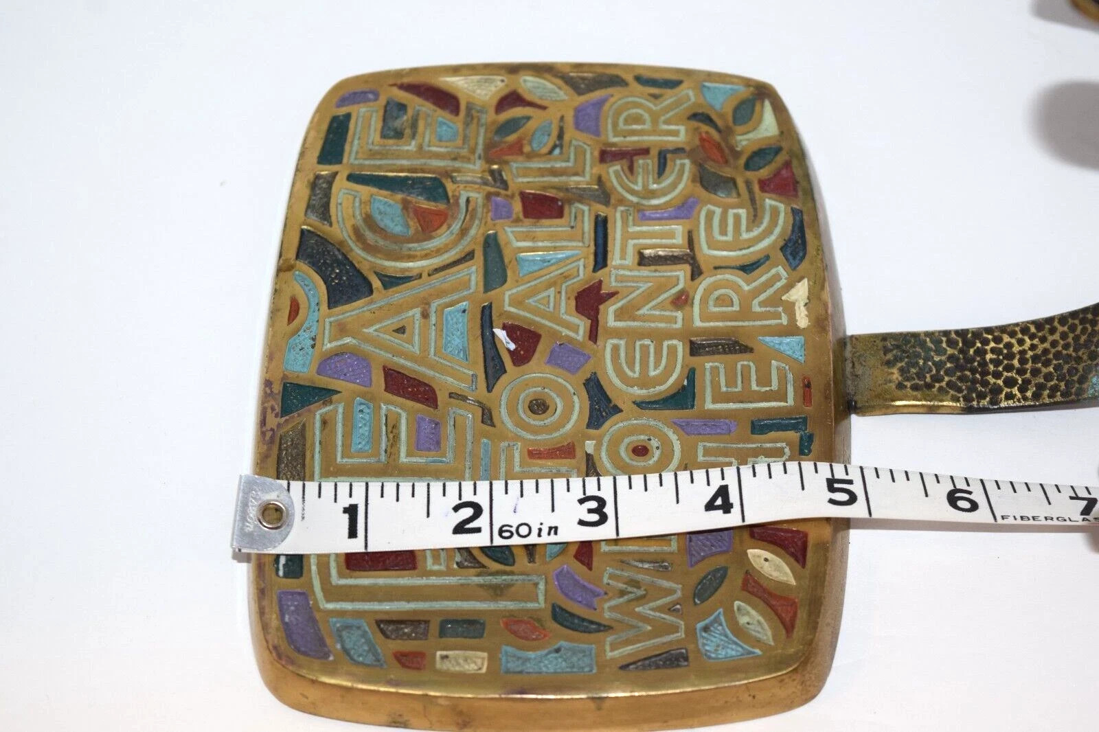 Terra Sancta Creations 1966 Brass Wall Plaque Hook Peace To All Who Enter Here