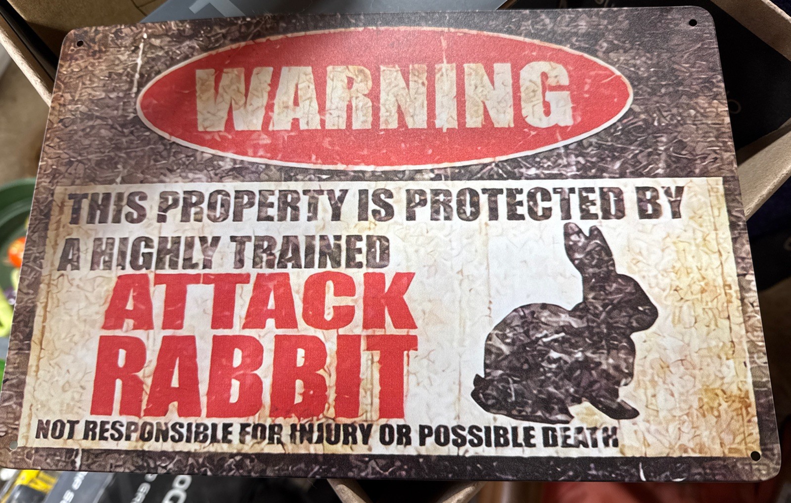 Attack Rabbit Protected Property METAL 8 X 12
