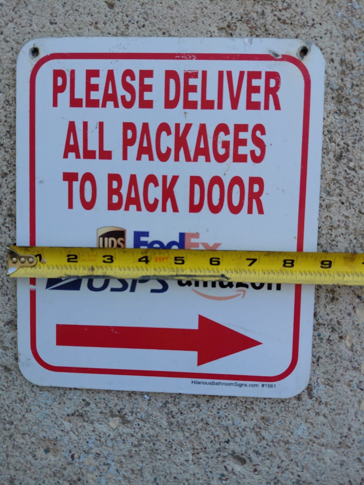 Deliver All Packages To Back Door Arrow Right Sign Ups FedEx Usps Amazon Used