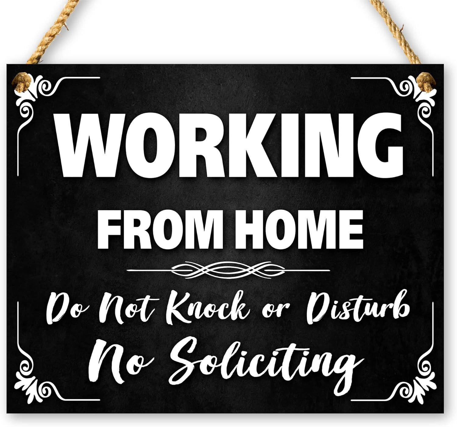 Working From Home Sign, 10×8 Dibond Do Not Knock, Do Not Disturb, Hanging No Sol