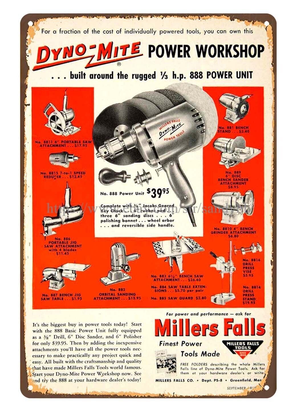 1955 metalworking carpentry Power Unit Tool Saw tin sign garage man cave