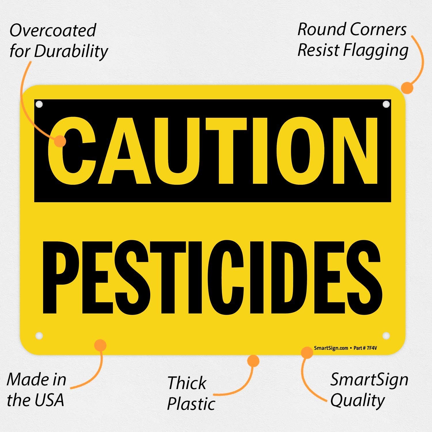 SmartSign “Caution – Pesticides” Sign | 7″ x 10″ x 10″, Black on Yellow