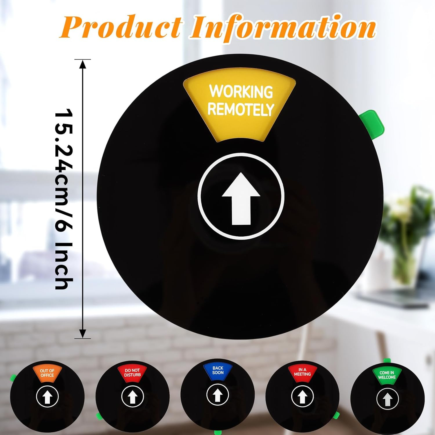 Rotating Office Door Sign – 6 Options for Privacy and Availability (Black)