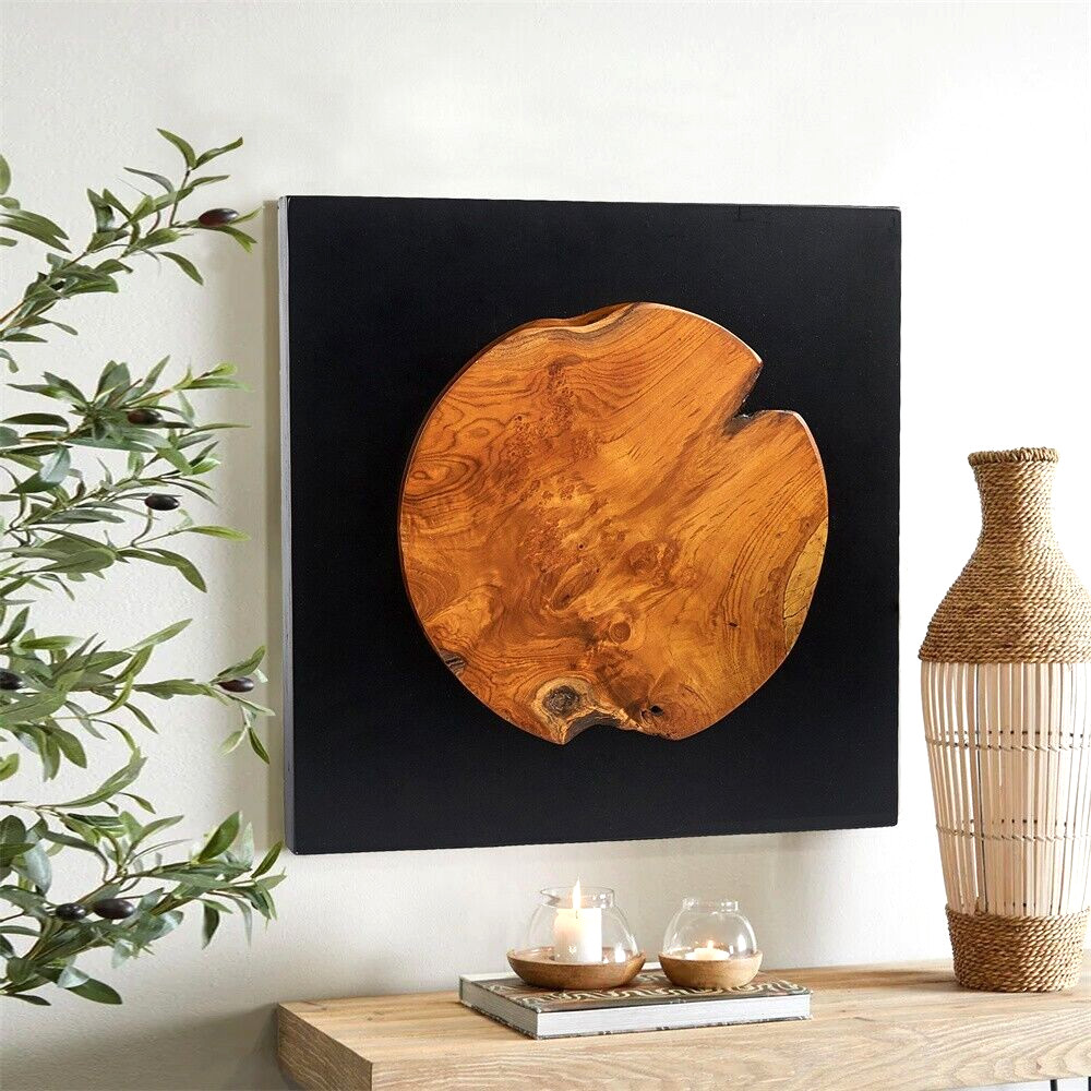Rustic Teak Wood Wall Decor 17”x 17” Farmhouse Live Edge Wall Art Decor Gifts