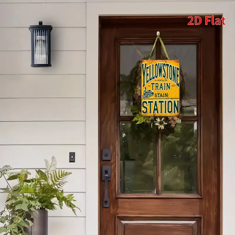 12×8 inch Metal Sign, Vintage Yellowstone Train Station, High-Definition Print